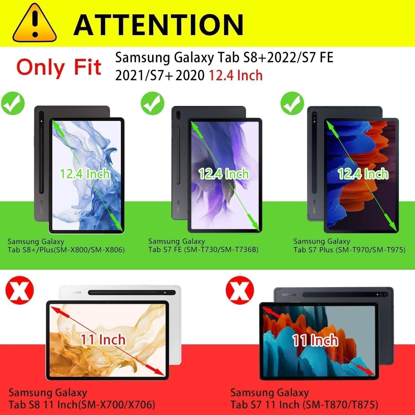 for Galaxy Tab S7 FE 5G/S8 Plus/S7 plus 12.4" Tablet Case, Premium PU Leather Folding Stand Cover with Pen Holder & Multi-Viewing Angles for Samsung Tab S7 FE 2021/S8+ 2022/S7+ 2020, Black