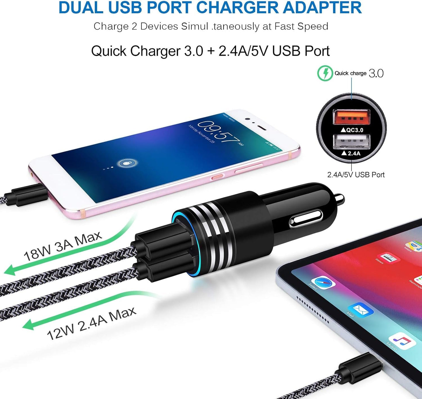 Type C Charger Fast Charger for Samsung Galaxy S25 S24 S23 S22 S21 Z Flip7 Z Fold7 A17 A56 A36 A26 A16 A55 A35 A25 A15 A54 A14 A53 A13,Quick Charge 3.0 Car Charger Wall Adapter +3FT 6FT USB C Cable