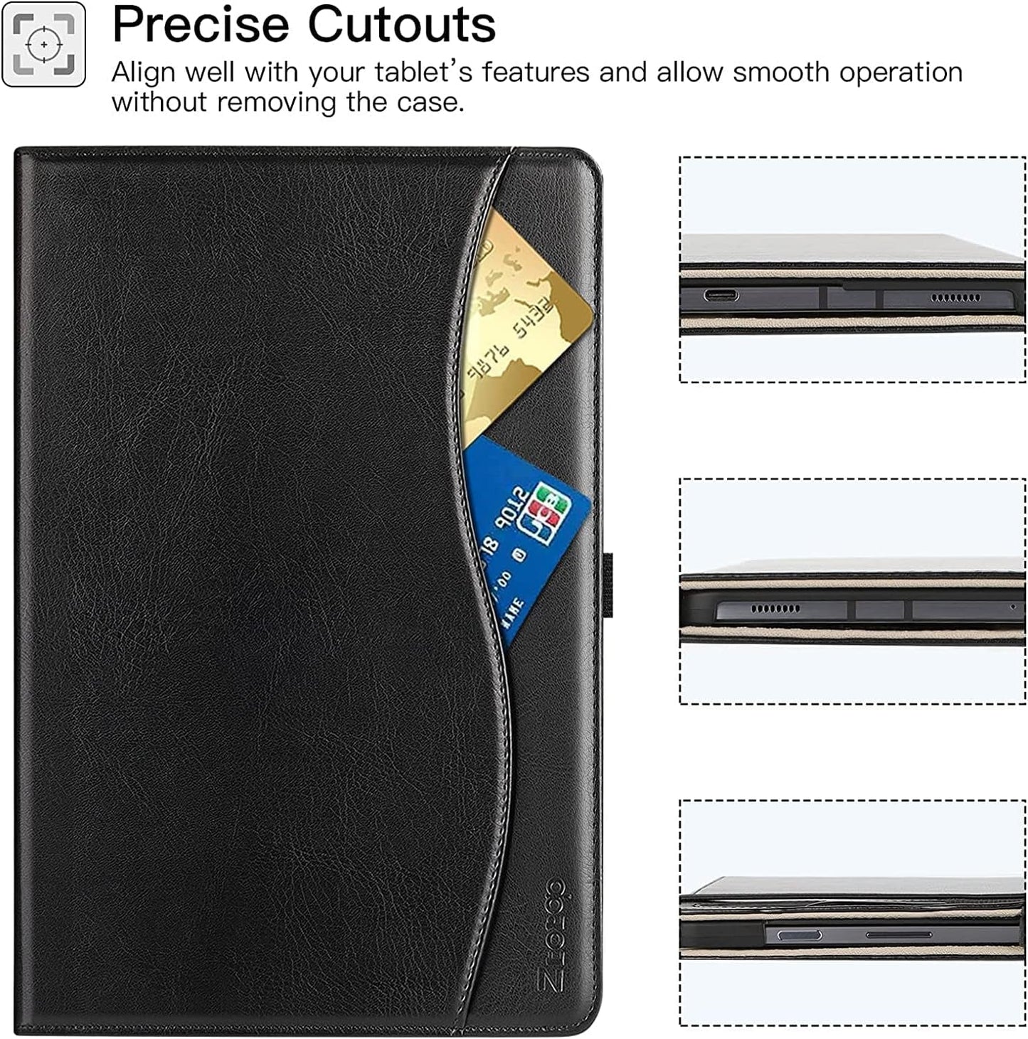 for Galaxy Tab S7 FE 5G/S8 Plus/S7 plus 12.4" Tablet Case, Premium PU Leather Folding Stand Cover with Pen Holder & Multi-Viewing Angles for Samsung Tab S7 FE 2021/S8+ 2022/S7+ 2020, Black