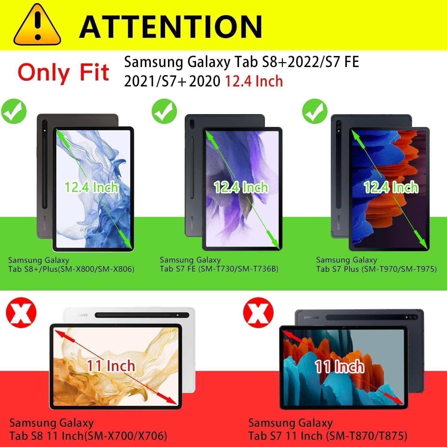 for Galaxy Tab S7 FE 5G/S8 Plus/S7 plus 12.4" Tablet Case, Premium PU Leather Folding Stand Cover with Pen Holder & Multi-Viewing Angles for Samsung Tab S7 FE 2021/S8+ 2022/S7+ 2020, Black